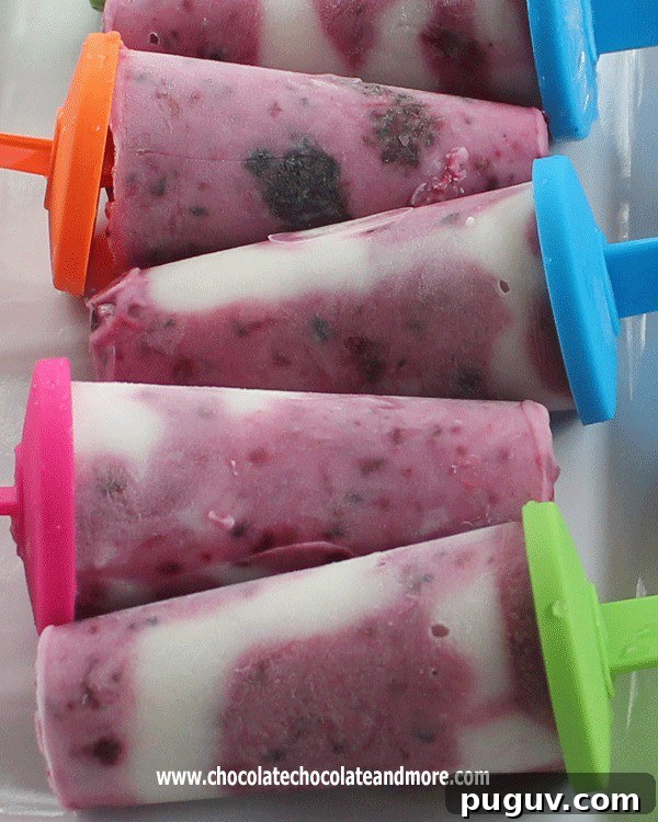Fresh Strawberry Cobbler Recipe: Homemade Summer Dessert 6 Blackberry and Vanilla Yogurt Swirled Popsicles