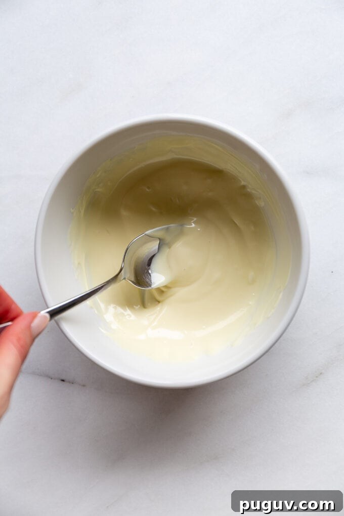 white chocolate melted in a bowl