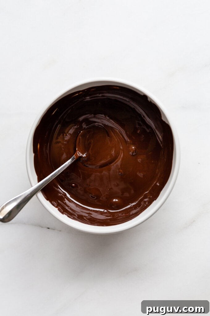 dark chocolate melted in a bowl