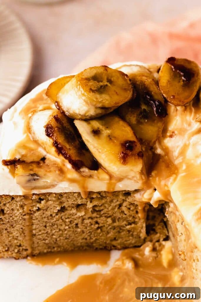 Decadent Banoffee Cake Recipe with Caramelized Banana Topping 5 banana cake topped with caramelized bananas