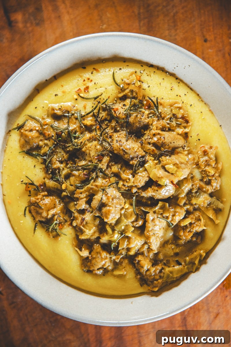 Sausage and Leek Ragu with Creamy Polenta Bowl 2 Sausage & Leek Ragu with Creamy Polenta - Georgie Eats