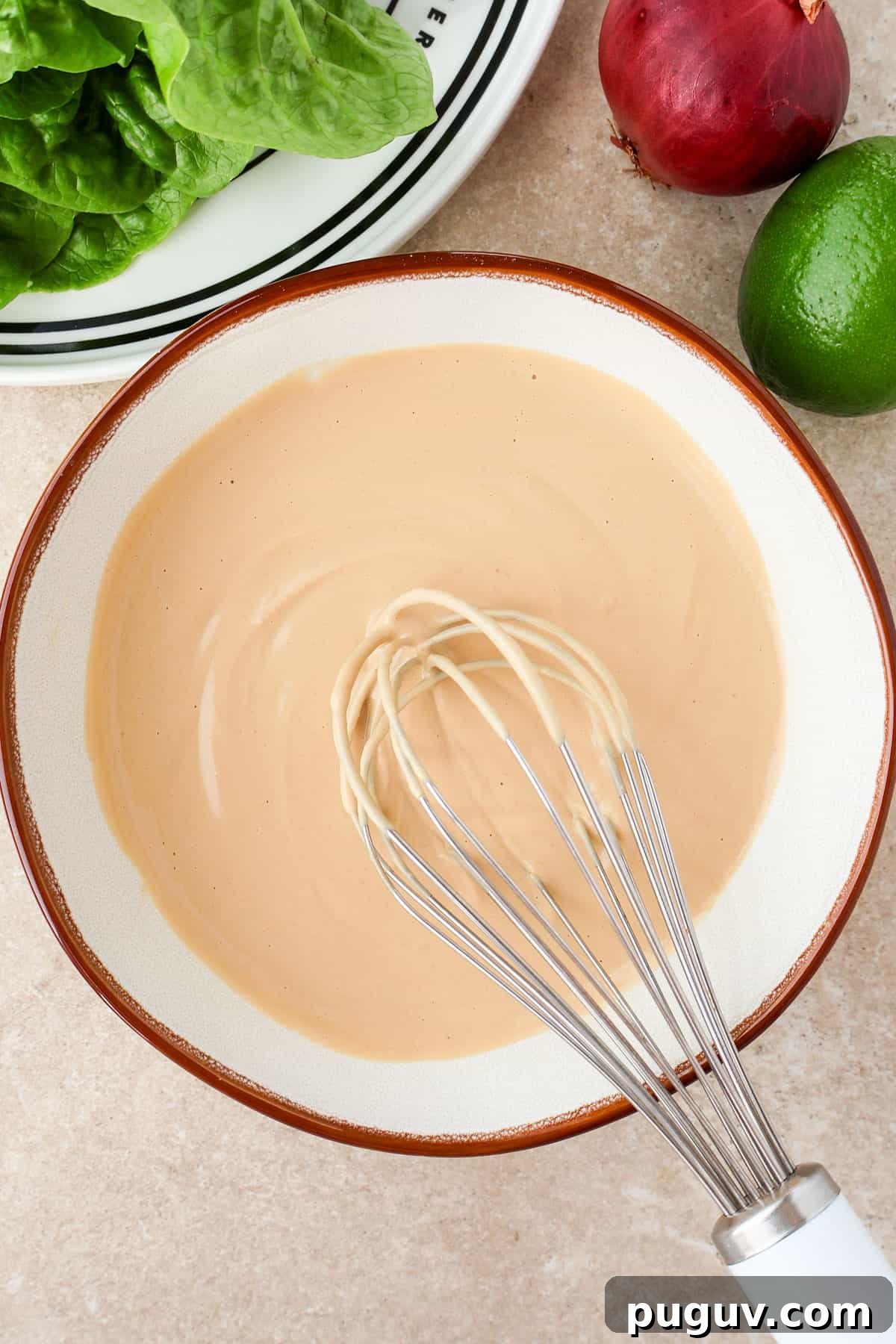 Tahini yoghurt sauce in a bowl.