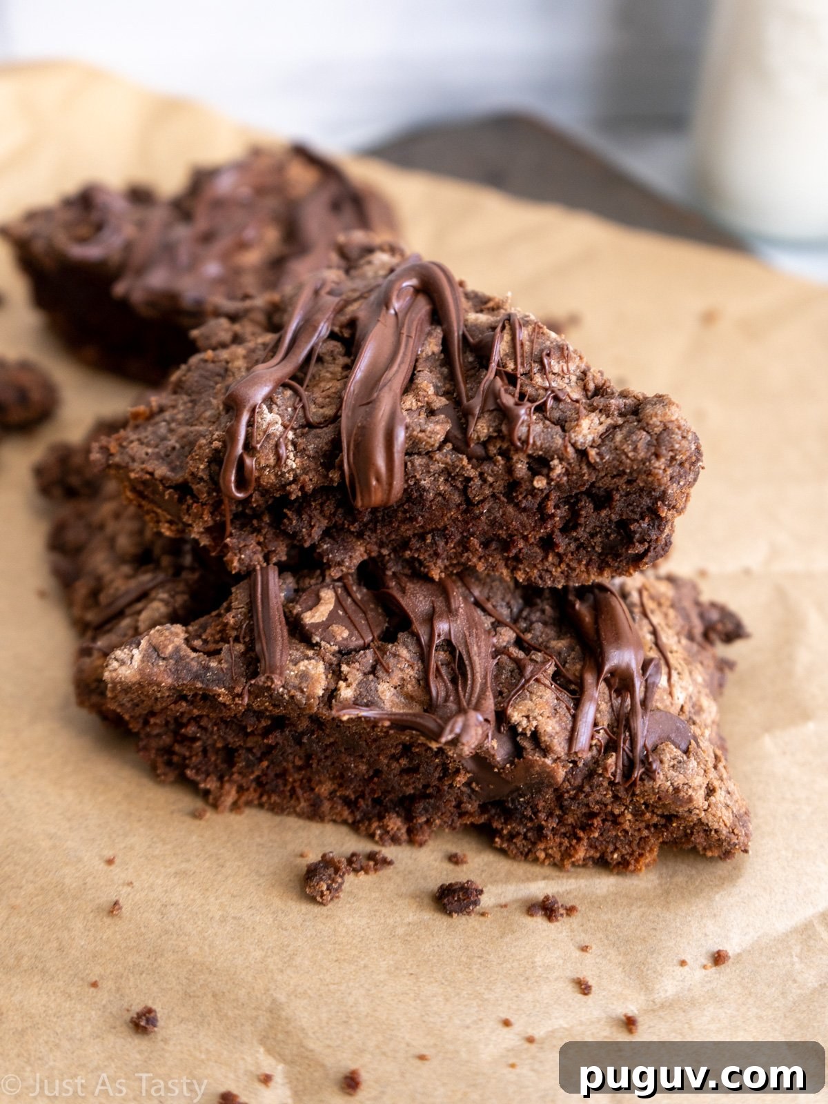 Triple Chocolate Gluten-Free Eggless Scones Recipe 5 Stack of chocolate scones.