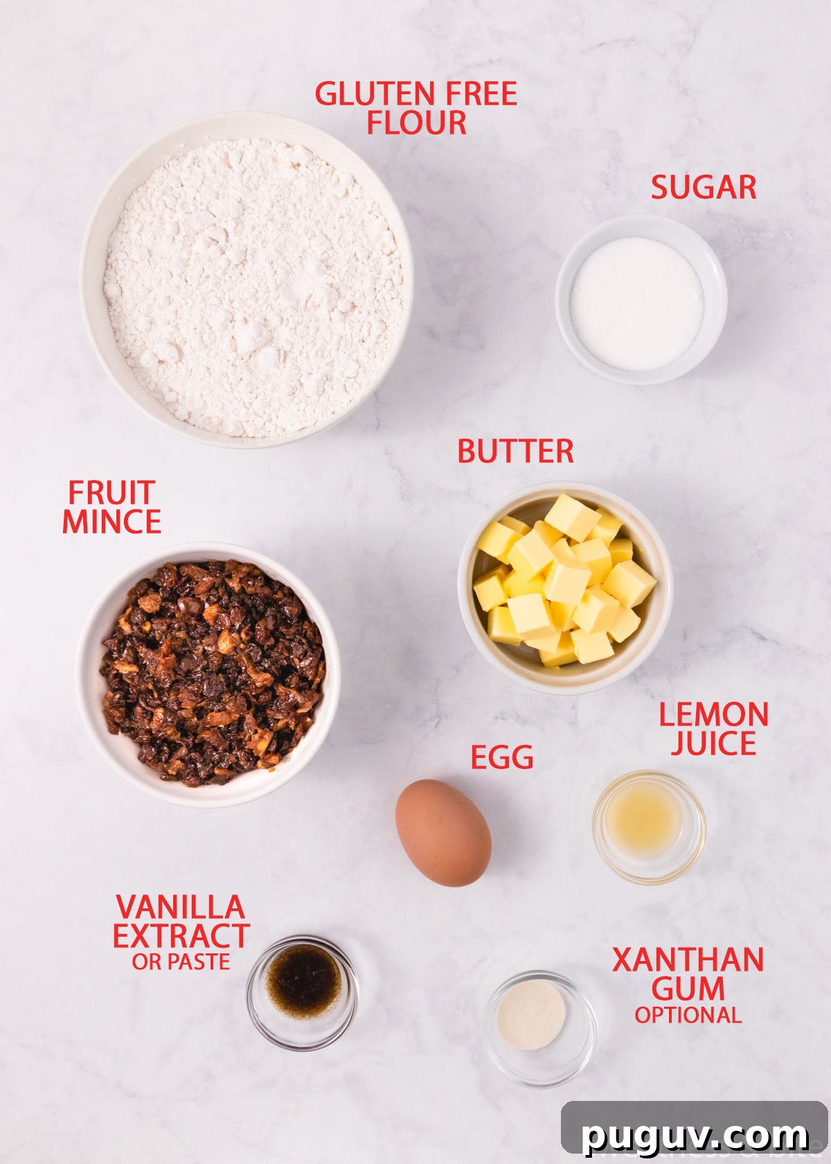 Mince pie ingredients in bowls