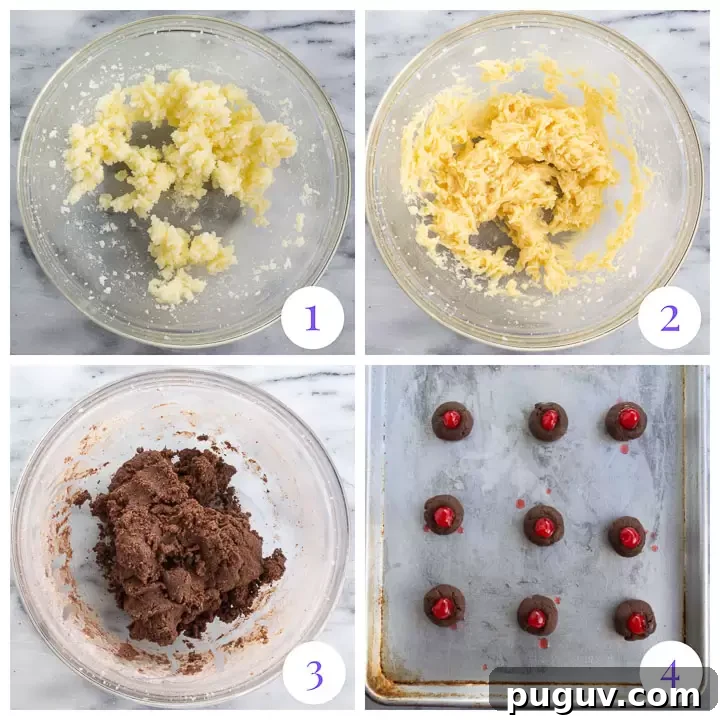 how to make chocolate cherry cookies step by step
