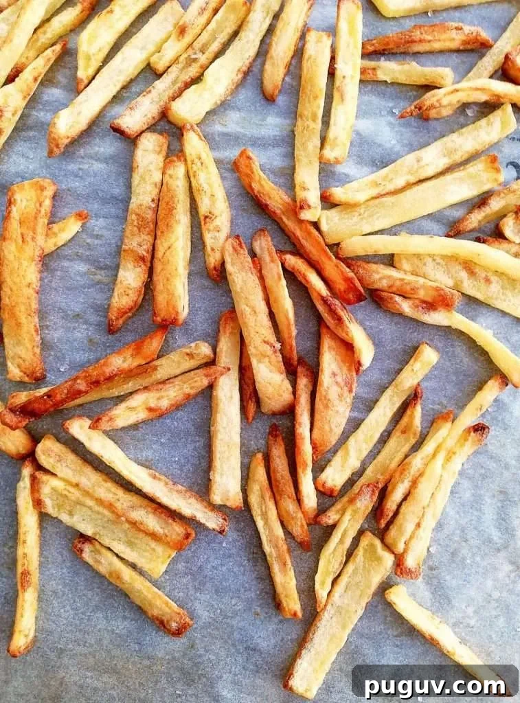 Crispy Oven-Baked French Fries Recipe for Perfect Results 2 oven french fries on baking sheet closeup