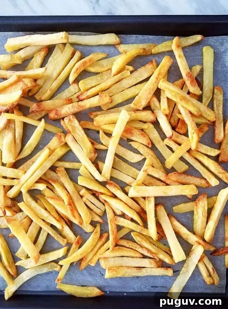 Crispy Oven-Baked French Fries Recipe for Perfect Results 7 oven french fries on baking sheet overhead