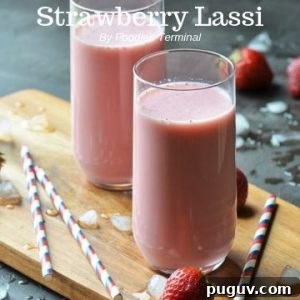 Refreshing Homemade Strawberry Lassi Recipe: Creamy Yogurt Drink 13 Strawberry lassi pink color in two glasses