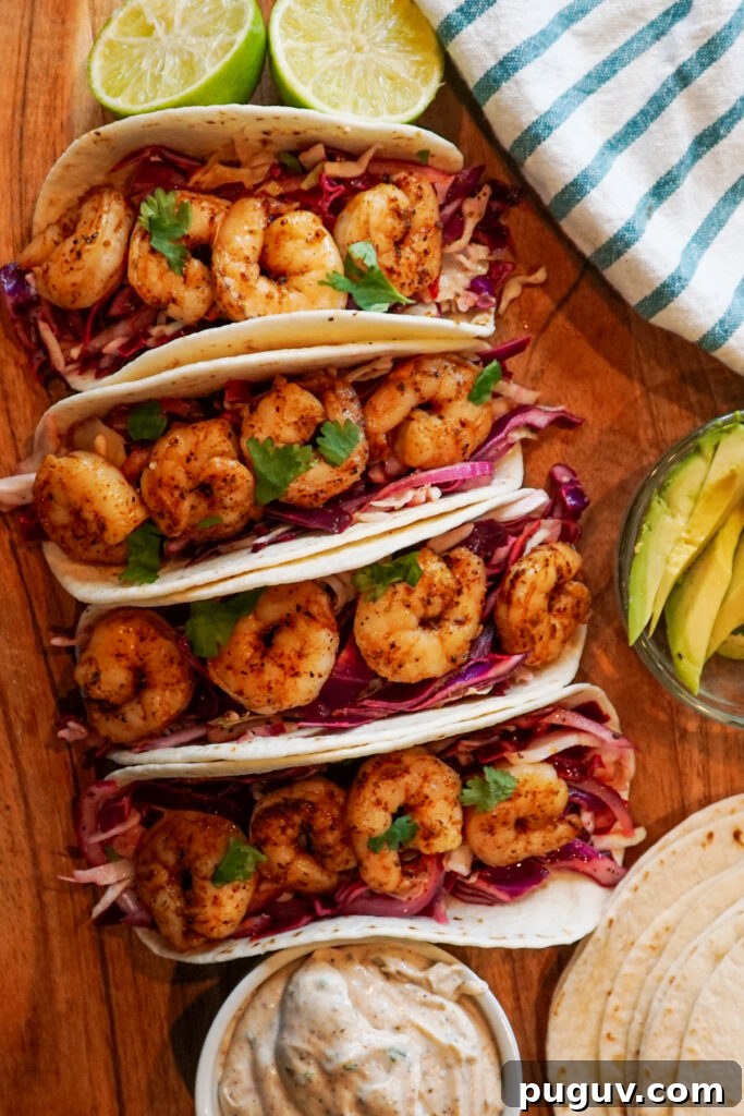 Cilantro-Lime Shrimp Tacos with Creamy Avocado Slaw 4 Shrimp Tacos With Cabbage
