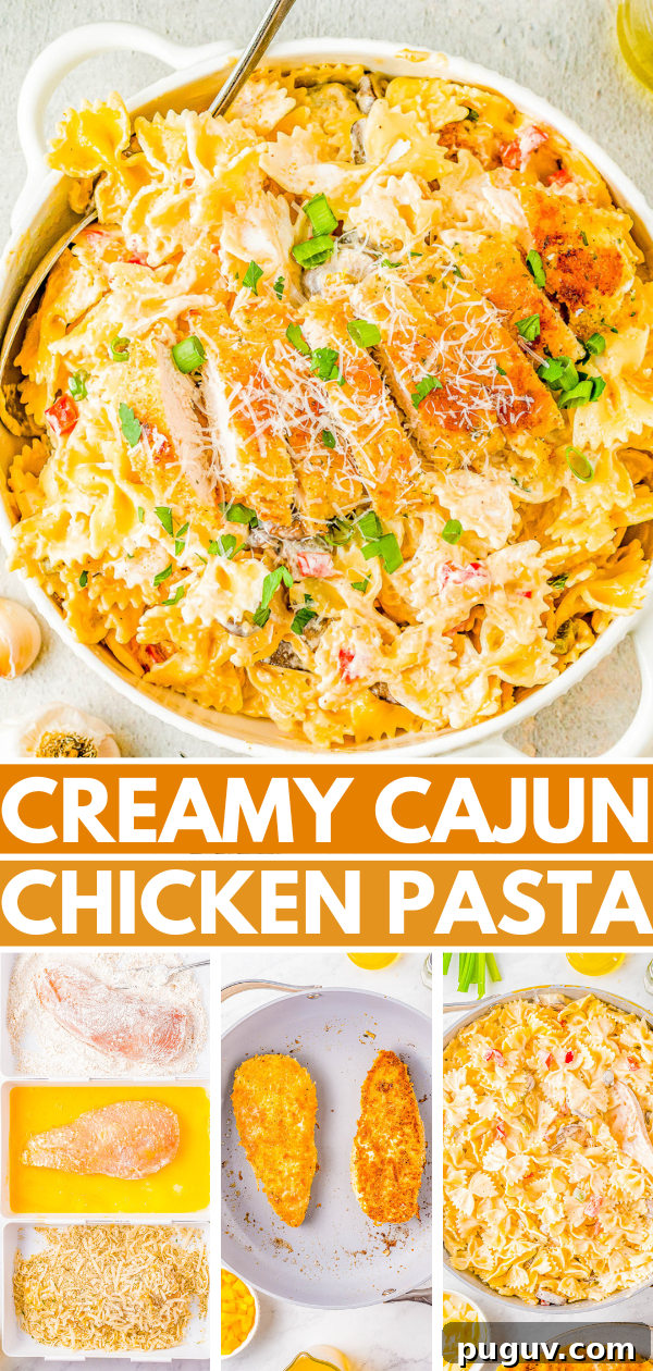Creamy cajun chicken pasta Pinterest image.