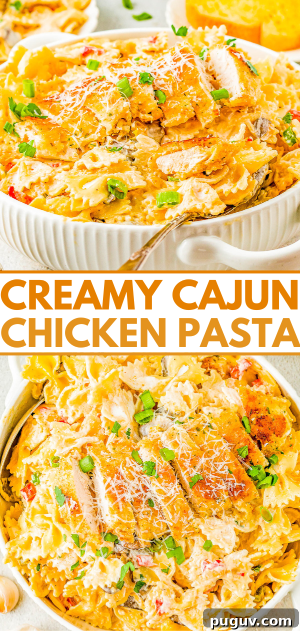 Creamy cajun chicken pasta Pinterest image.