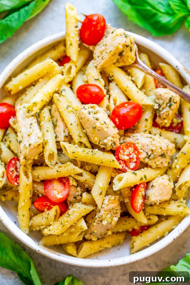 Pesto Parmesan Chicken and Pasta.