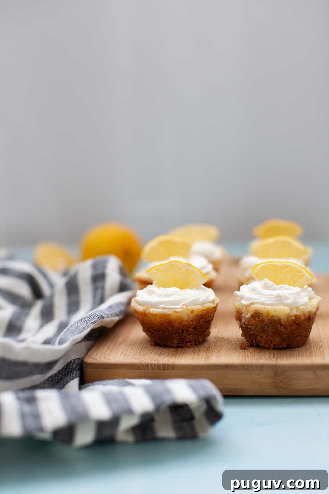 closeup of mini cheesecakes