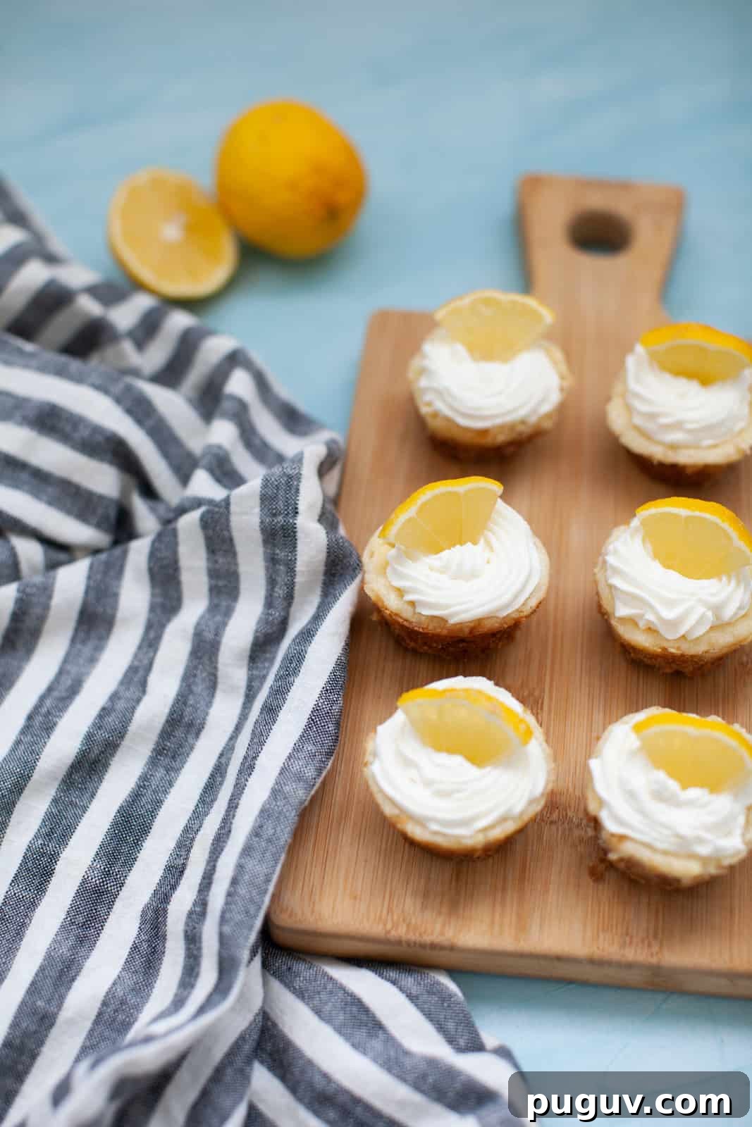 lemon candies on mini cheesecakes