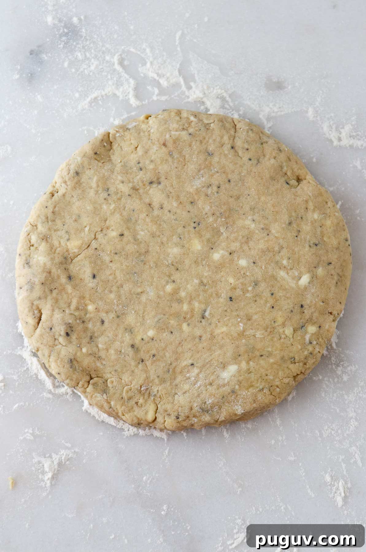 Brown Sugar Cardamom Scones Recipe for Tender, Buttery Pastries 7 Brown Sugar Cardamom Scone dough patted into a circle.