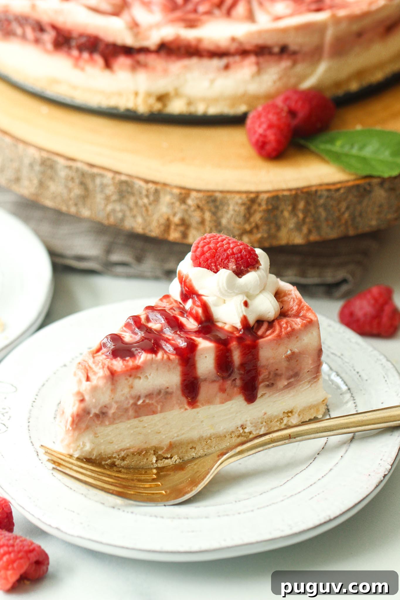 No-bake Dairy-free Cheesecake - An EASY dessert option that is also gluten-free, nut-free, egg-free, and vegan. Minimal prep with beautiful delicious results! Perfect summer dessert for BBQs, potlucks, July 4th, or Memorial Day.