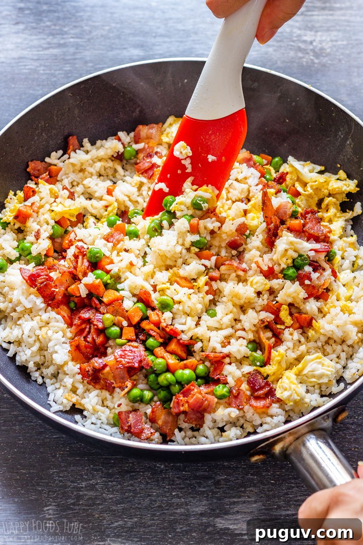 Cooking Fried Rice with Bacon