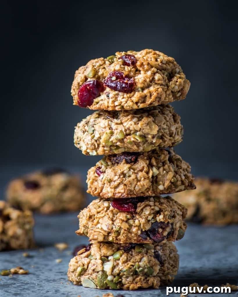 stack of chewy oatmeal breakfast cookies