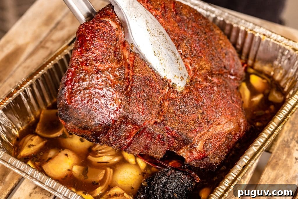 Chuck roast in a braising liquid.