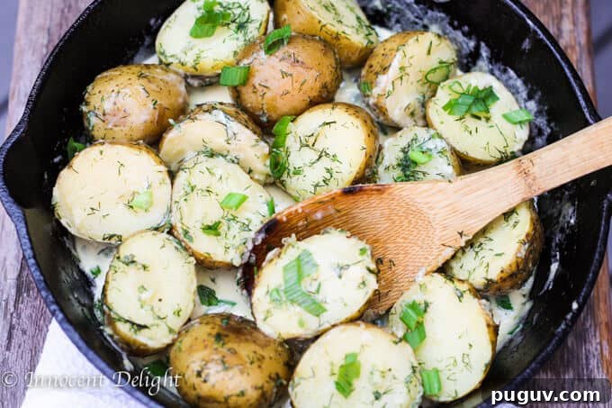 New Dill Potatoes with Scallion Cream Sauce