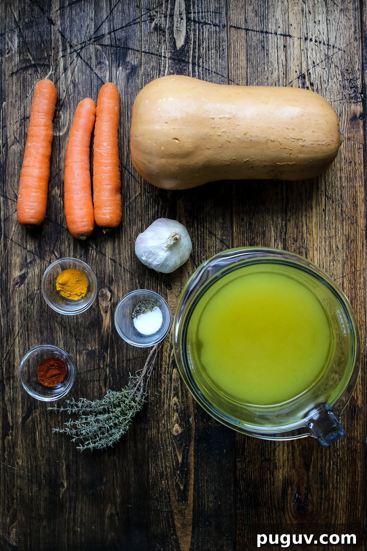 Ingredients for Butternut Squash Soup.