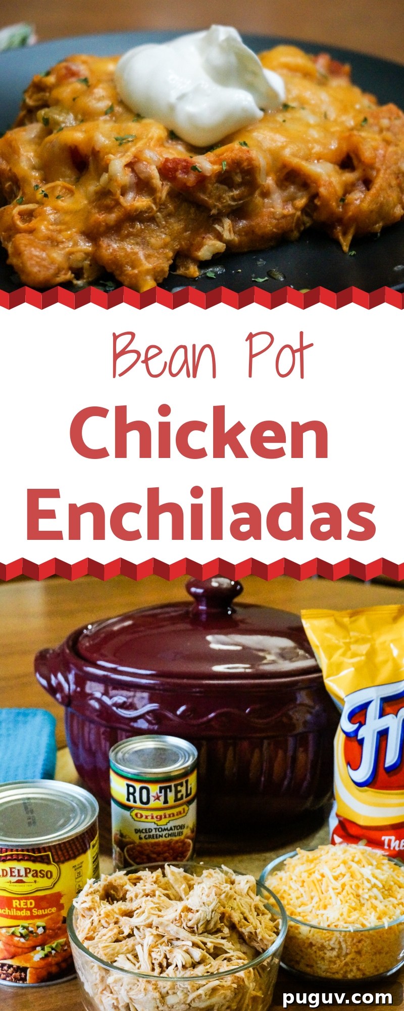 Bean Pot Chicken Enchiladas overhead view