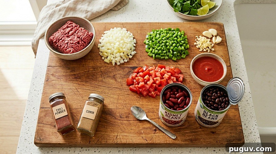 Ingredients for Easy Slow Cooker Chili