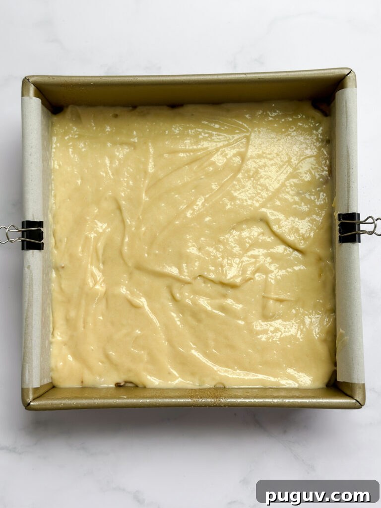 first layer of cake batter.