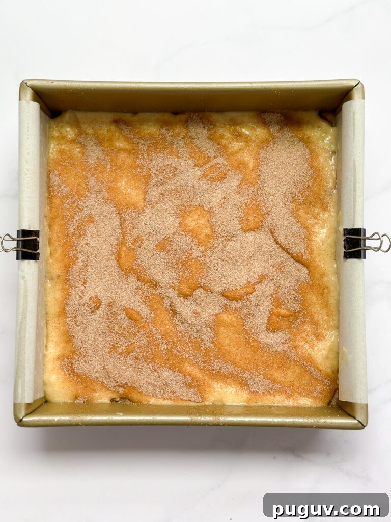 cinnamon sugar added to cake.