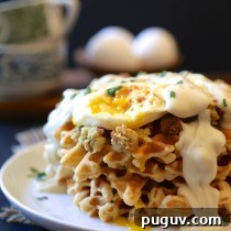 leftover thanksgiving brunch waffles with fried egg & gravy
