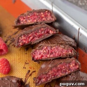 Easy Healthy Raspberry Jam Chocolate Bites sliced in half