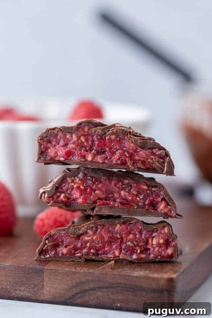 Stack of chocolate raspberry jam bites