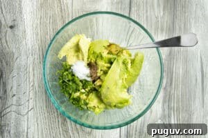 This is a picture of the ingredients in a bowl before being smashed.